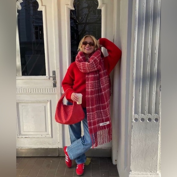 Merona Red Cable knit crew neck pullover Sweater sz Large - Picture 6 of 7